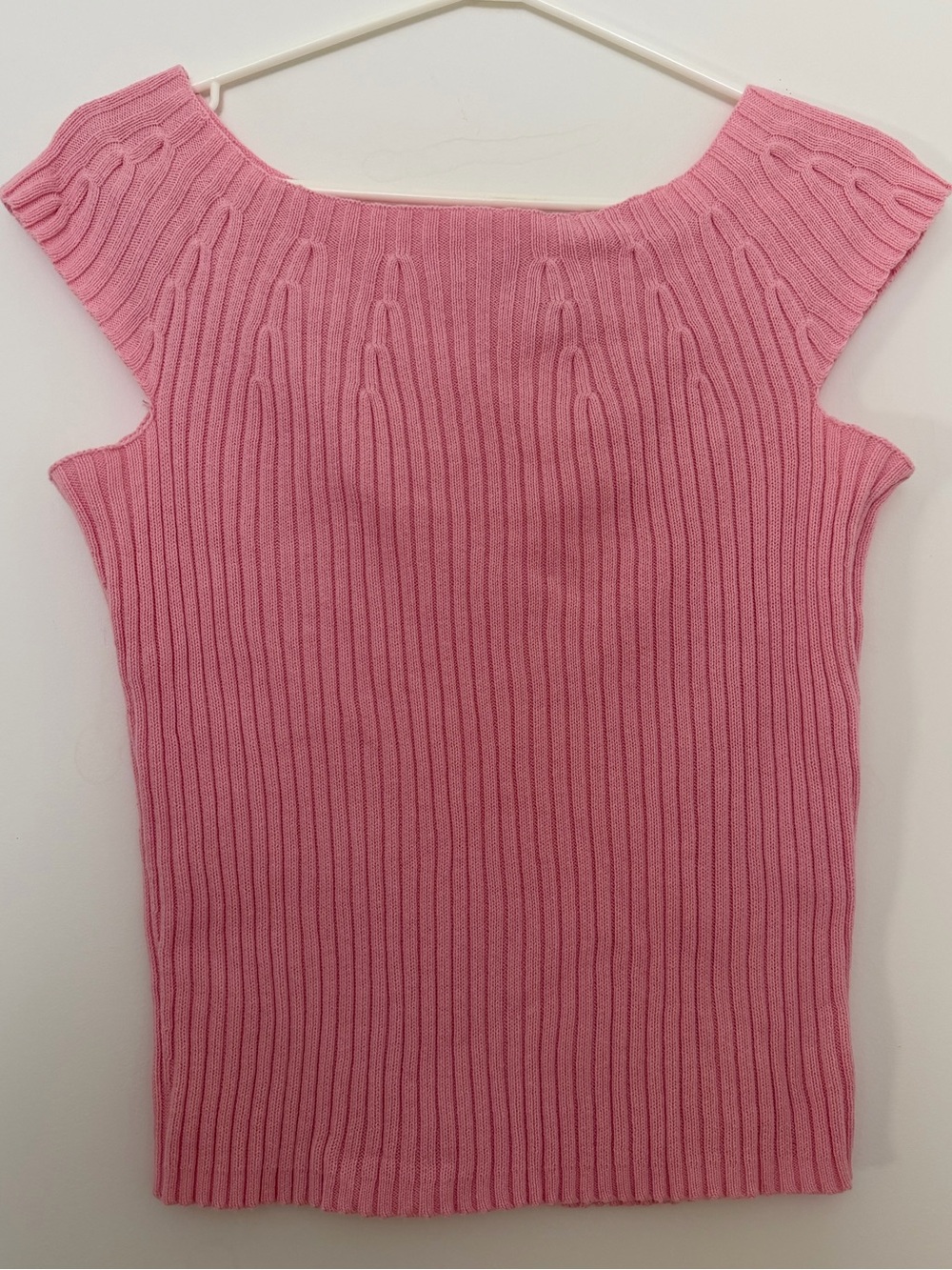 Vintage pink Jeanne Pierre ribbed off the shoulder cotton top XL